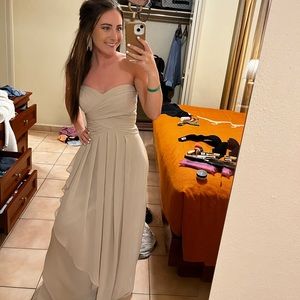 Beige long gown- Strapless Bridesmaids dress